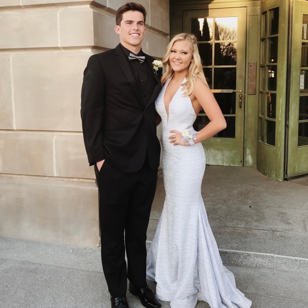 White glitter Jovani prom dress, size 4!